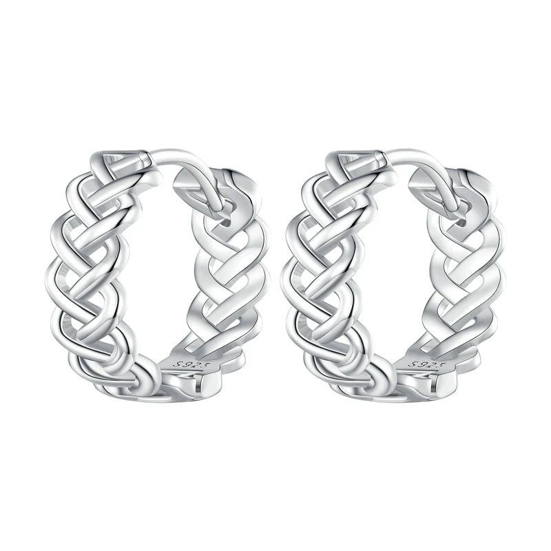 925 Silver Twine Hoop Earrings Mini Round Buckle Women Party Jewelry