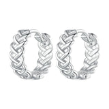 925 Silver Twine Hoop Earrings Mini Round Buckle Women Party Jewelry