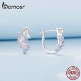 925 Silver Unicorn Ear Buckles CZ Women Birthday Gift Platinum Jewelry
