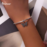 925 Silver Vintage Butterfly Pendant Red Zircon Charm DIY