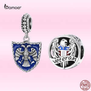 925 Silver Vintage Double-Headed Bald Eagle Shield Pendant