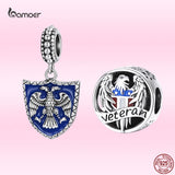 925 Silver Vintage Double-Headed Bald Eagle Shield Pendant