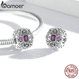 925 Silver Vintage Pattern Charm for Bracelet Retro Zircon Beads Jewelry
