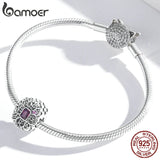 925 Silver Vintage Pattern Charm for Bracelet Retro Zircon Beads Jewelry