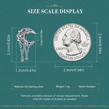 925 Silver Vintage Purple CZ Charms Bead for DIY Bracelet & Bangle