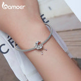 925 Silver Vintage Purple CZ Charms Bead for DIY Bracelet & Bangle