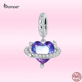 925 Silver Vintage Purple CZ Charms Bead for Women Bracelet
