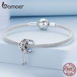 925 Silver Vintage Purple CZ Charms Bead for DIY Bracelet & Bangle