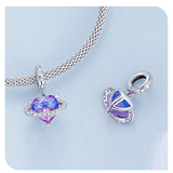 925 Silver Vintage Purple CZ Charms Bead for Women Bracelet