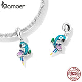 925 Silver Parrot Pendant for Charms Bracelet Dainty Bird Charms Women Jewelry