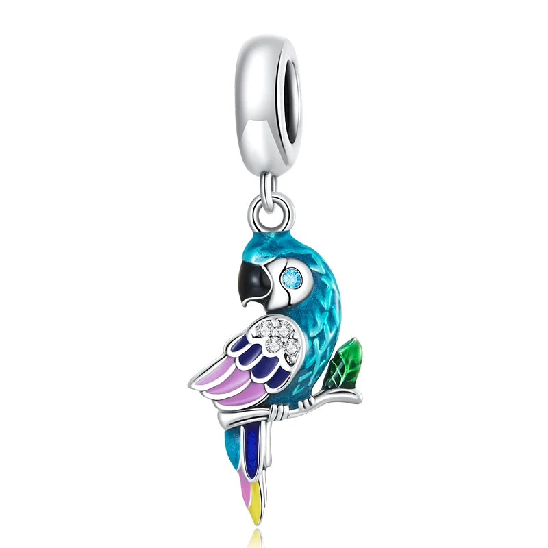 925 Silver Parrot Pendant for Charms Bracelet Dainty Bird Charms Women Jewelry