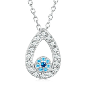 925 Silver Water Drop Demon Eye Pendant Necklace for Women