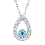 925 Silver Water Drop Demon Eye Pendant Necklace for Women