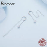 925 Silver Water Drop Stud Earrings Tassel Ear Hooks for Women