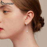 925 Silver Water Drop Stud Earrings Tassel Ear Hooks for Women