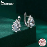 925 Silver Water-Drop Zircon Ear Buckles U-Shaped Earrings
