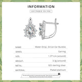925 Silver Water-Drop Zircon Ear Buckles U-Shaped Earrings