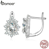 925 Silver Water-Drop Zircon Ear Buckles U-Shaped Earrings