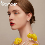 925 Silver Water-Drop Zircon Ear Buckles U-Shaped Earrings