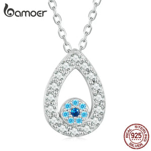 925 Silver Zircon Devil's Eye Pendant Necklace for Women BSN275