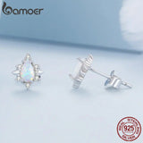 925 Silver Opal Waterdrop Earrings Star Ear Studs BSE685