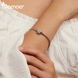 925 Silver Zircon Rose Buckle Bracelet Snake Chain DIY Jewelry