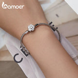 925 Silver Zircon Rose Buckle Bracelet Snake Chain DIY Jewelry