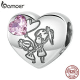 925 Silver Sister Charms Zircon Pendant DIY Bracelet Necklace Jewelry