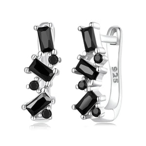 Vintage 926 Silver U-shaped Ear Buckle Zircon Earrings