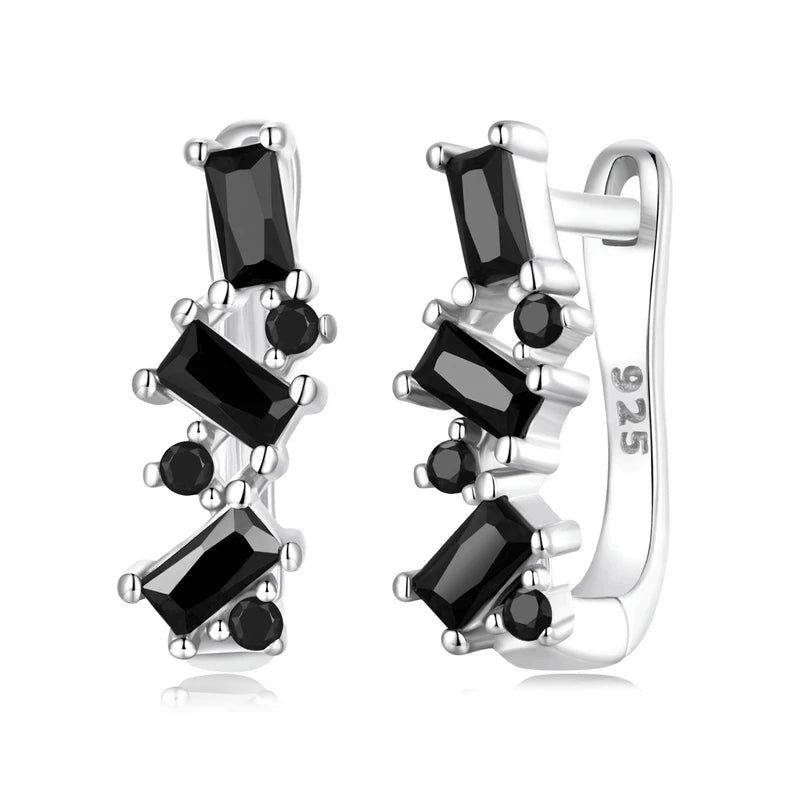 Vintage 926 Silver U-shaped Ear Buckle Zircon Earrings