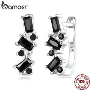 Vintage 926 Silver U-shaped Ear Buckle Zircon Earrings