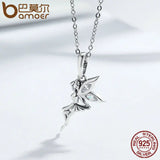 925 Silver Flower Fairy Pendant Necklace for Women Birthday Gift