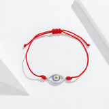 925 Silver Zircon Evil Eye Red Rope Bracelet Lucky Fatima Hand