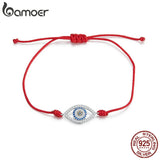 925 Silver Zircon Evil Eye Red Rope Bracelet Lucky Fatima Hand