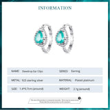 925 Silver Blue-green Dewdrop Ear Buckles Pave Setting CZ Fine Jewelry