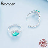 925 Silver Blue-green Dewdrop Ear Buckles Pave Setting CZ Fine Jewelry