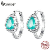 925 Silver Blue-green Dewdrop Ear Buckles Pave Setting CZ Fine Jewelry