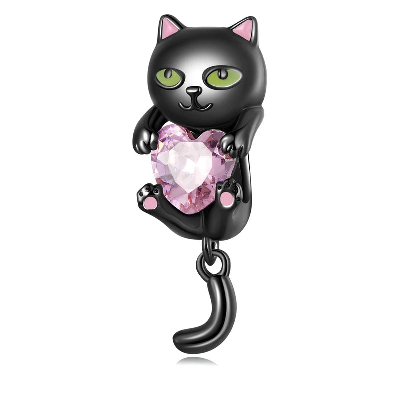 925 Sterling Silver Cat Series Charms for Bracelets DIY Jewelry Making
