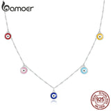 Bamoer 925 Silver Guardian Eye Necklace Multiple Devil Eyes Chain