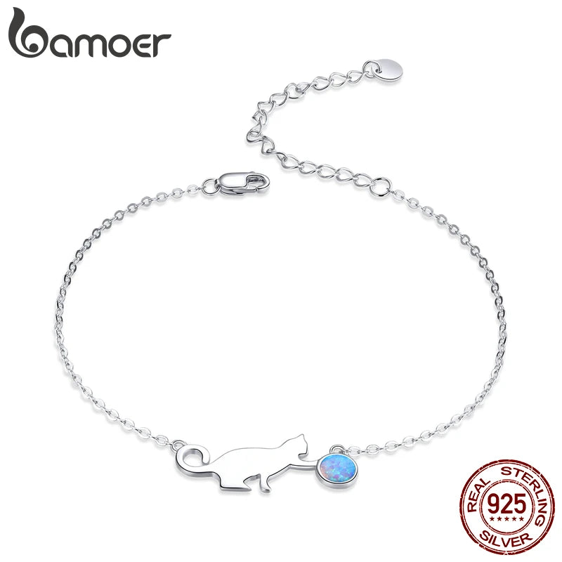 925 Silver Opal Link Bracelet for Women SCB175