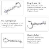 925 Silver Square Zircon Drop Earrings Women Linear Fine Jewelry