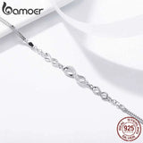 925 Silver Infinity Love Chain Link Zircon Bracelet for Women