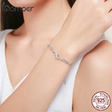 925 Silver Infinity Love Chain Link Zircon Bracelet for Women