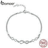 925 Silver Infinity Love Chain Link Zircon Bracelet for Women