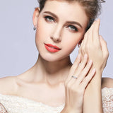 Bamoer 925 Silver Twisted Hoop Earrings Clear CZ Wedding Jewelry