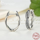 Bamoer 925 Silver Twisted Hoop Earrings Clear CZ Wedding Jewelry