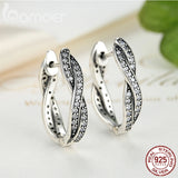 Bamoer 925 Silver Twisted Hoop Earrings Clear CZ Wedding Jewelry