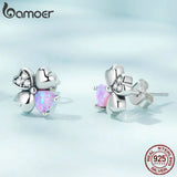 925 Silver Colorful Clover Earrings Women Wedding Gift