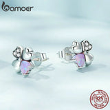 925 Silver Colorful Clover Earrings Women Wedding Gift