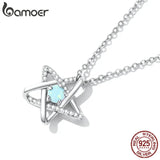925 Silver Opal Star Pendant Necklace Silver Chain Necklace for Women